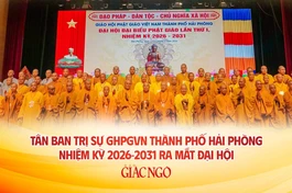 Tân Ban Trị sự GHPGVN TP.Hải Phòng, nhiệm kỳ 2026-2031 - Ảnh: Quảng Hậu - Thiết kế: Nguyện Truyền/BGN