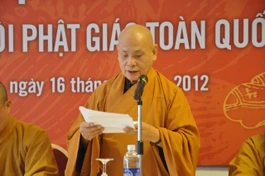 HT.Thích Thiện Nhơn tại buổi họp báo chiếu 16-11 ở Hà Nội
