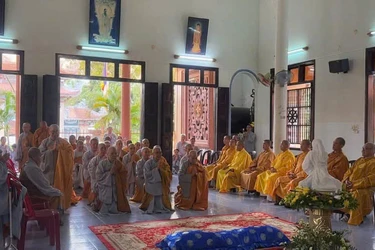 Lễ tưởng niệm Thánh tử đạo Thích nữ Diệu Quang tại chùa Đức Hòa - Ảnh: Thông Nghĩa