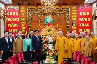 Phái đoàn lãnh đạo Thành ủy TP.Hà Nội chúc Tết chư tôn đức lãnh đạo Giáo hội, tại chùa Quán Sứ