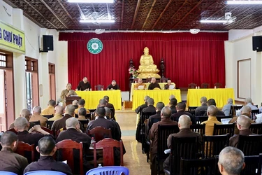 Quang cảnh hội nghị diễn ra tại chùa Sắc tứ Khải Đoan