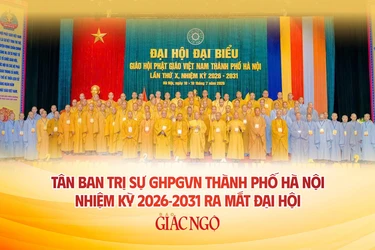 Tân Ban Trị sự GHPGVN TP.Hà Nội, nhiệm kỳ 2026-2031 ra mắt đại hội - Ảnh: Đăng Huy, Thiết kế: Nguyện Truyền/BGN