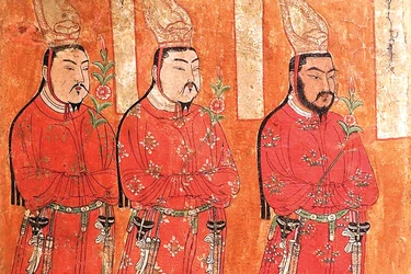 Các hoàng tử Duy Ngô Nhĩ, Bezeklik, Hang động 9, c. Thế kỷ VIII - IX sau Tây lịch, tranh tường - Bảo tàng Dân tộc học, Berlin