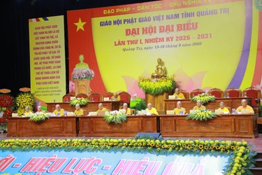 Phiên làm việc đầu tiên Đại hội đại biểu Phật giáo tỉnh Quảng Trị lần thứ I, nhiệm kỳ 2026-2031 vào chiều nay, 15-9