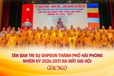 Tân Ban Trị sự GHPGVN TP.Hải Phòng, nhiệm kỳ 2026-2031 - Ảnh: Quảng Hậu - Thiết kế: Nguyện Truyền/BGN