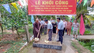 Khởi công xây dựng công trình cầu và đường Bà Đuân, ấp 3, xã An Hữu, huyện Cái Bè