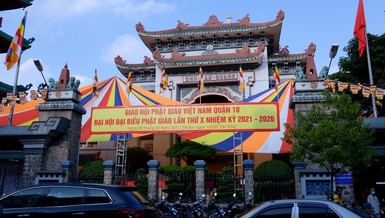 Tổ đình Ấn Quang trong ngày diễn ra Đại hội đại biểu Phật giáo quận 10 lần thứ X, nhiệm kỳ 2021-2026