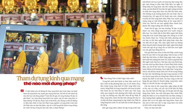 Thời kinh Dược Sư tại chùa Huê Nghiêm được báo Giác Ngộ thực hiện truyền hình trực tuyến trong thời gian giãn cách xã hội - Ảnh: H.Đ/ BGN