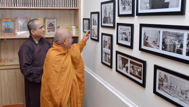 Không gian lưu niệm tại Văn phòng làm việc của Đại lão Hòa thượng Thích Trí Quảng trong thời gian ngài đảm nhiệm Tổng Biên tập Báo Giác Ngộ (1990-2022) - Ảnh: Bảo Toàn/BGN