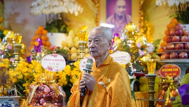 Đức Đệ tứ Pháp chủ - Đại lão Hòa thượng Thích Trí Quảng hồi tưởng về những lời dạy của Đức Đệ nhị Pháp chủ - cố Đại lão Hòa thượng Thích Tâm Tịch (1915-2005) nhân Lễ tưởng niệm 19 năm ngày ngài viên tịch - Ảnh: Diệu Tường/BGN