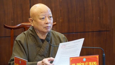 Hòa thượng Thích Lệ Trang chủ trì buổi họp của Ban Thường trực nhằm rà soát các công tác chuẩn bị cung rước Xá-lợi Đức Phật và Trái tim Bồ-tát Thích Quảng Đức