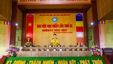 Hội trường tổ chức Đại hội đại biểu Phật giáo tỉnh Đồng Nai lần thứ IX tại chùa Tỉnh Hội