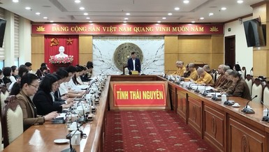 Quang cảnh buổi làm việc tại Trụ sở UBND tỉnh Thái Nguyên