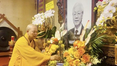 Nhiều cơ sở, tự viện Phật giáo tưởng niệm Tổng Bí thư Nguyễn Phú Trọng (1944-2024)