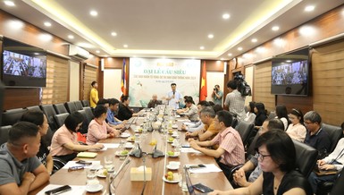 Quang cảnh buổi họp báo tại Trụ sở T.Ư GHPGVN - chùa Quán Sứ