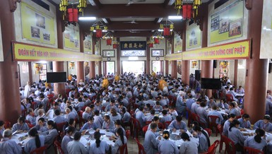 Các thí sinh tham gia Hội thi giáo lý Phật tử tỉnh Long An năm 2024