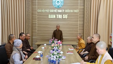 Thường trực Ban Trị sự GHPGVN TP.Buôn Ma Thuột họp triển khai kế hoạch tổ chức Đại lễ Phật đản Phật lịch 2569