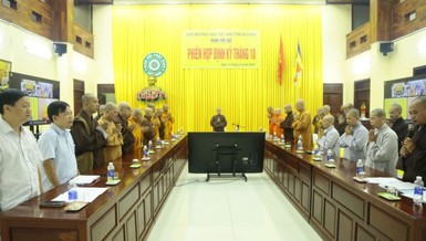 Ban Thường trực Ban Trị sự GHPGVN tỉnh An Giang họp trực tuyến nhằm triển khai hoạt động Phật sự