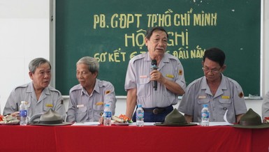 Huynh trưởng Thị Cư Nguyễn Thanh Minh, Trưởng Phân ban Gia đình Phật tử TP.HCM phát biểu 