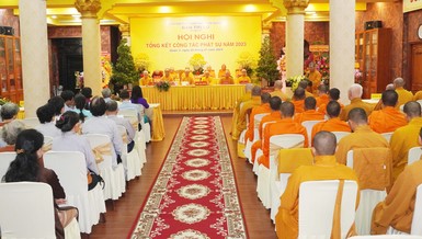 Ban Trị sự GHPGVN Q.3 tổng kết hoạt động Phật sự năm 2023 tại chùa Minh Đạo