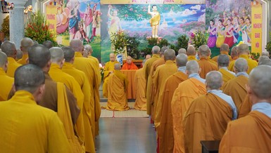 Ban Trị sự GHPGVN Q.Gò Vấp tổng khai giảng khóa An cư kiết hạ Phật lịch 2568 tại chùa Huỳnh Kim