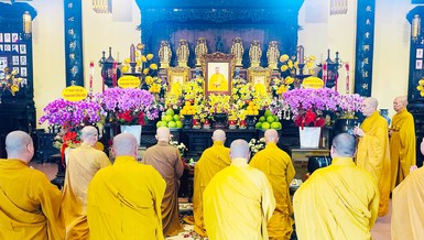 Tưởng niệm Trưởng lão Hòa thượng Thích Trí Quang tại chùa Ấn Quang, TP.HCM - Ảnh: Trung Hiếu