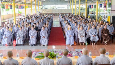 Hơn 300 Phật tử H.Củ Chi về tu viện Linh Thứu tham dự Hội thi giáo lý Phật tử cấp quận huyện - Ảnh: Tâm Quý