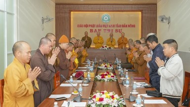 Ban Trị sự Phật giáo tỉnh Đắk Nông, Ban Hoằng pháp T.Ư và Phân ban Hoằng pháp đồng bào dân tộc thiểu số T.Ư thảo luận về Khóa hoằng pháp tu học cho đồng bào dân tộc thiểu số