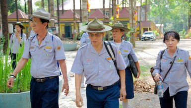 Đại diện Phân ban Gia đình Phật tử T.Ư và các đơn vị khảo sát nơi diễn ra các hoạt động Trại Lục Hòa khu vực miền Đông, miền Tây Nam Bộ và Bình Thuận - Ảnh: Bá Nam