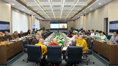 Phiên họp thứ ba giữa ICDV và GHPGVN rà soát về chương trình Đại lễ Vesak Liên Hiệp Quốc 2025 - Ảnh: Nguyên Tài/BGN