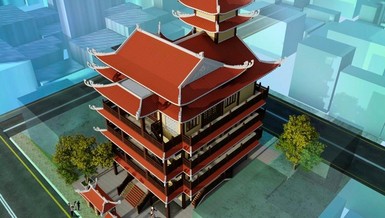 Phối cảnh tổng thể công trình chùa Hồng Liên