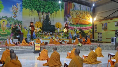 Thượng tọa Thích Giác Hoàng chia sẻ pháp thoại tại khóa tu 