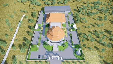 Phối cảnh tổng thể chánh điện và tổ đường Minh Đăng Quang tại tịnh xá Linh Sơn