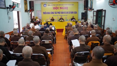 Hội nghị triển khai công tác tổ chức Đại lễ Phật đản và khóa An cư kiết hạ Phật lịch 2568 diễn ra tại Văn phòng Ban Trị sự GHPGVN TP.Hà Nội - chùa Mộ Lao, vào ngày 10-4