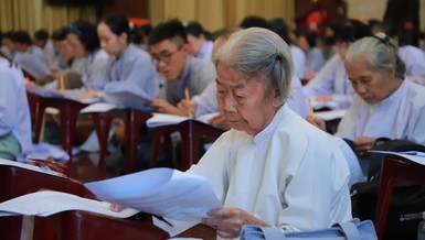 Phật tử Diệu Từ, 87 tuổi đến từ Q.Tân Bình - Ảnh: Trung Thắng