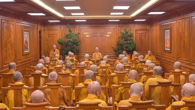 Chư Trưởng lão Hội đồng Chứng minh dự Đại nghị lần thứ III - Ảnh: Quảng Đạo/Báo Giác Ngộ