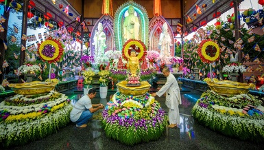 Sắc màu chuẩn bị Phật đản của Phật giáo quận 8 và quận 1