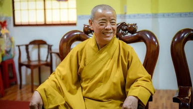 Hòa thượng Thích Trí Minh, Phó Trưởng ban Thường trực Ban Trị sự GHPGVN tỉnh Trà Vinh, Trưởng ban Giáo dục Phật giáo tỉnh, Hiệu trưởng Trường Trung cấp Phật học Trà Vinh - Ảnh: GN