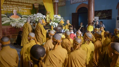 Giác linh đường Trưởng lão Hòa thượng Thích Thanh Sơn tại tổ đình Vạn Thọ (Q.1, TP.HCM)