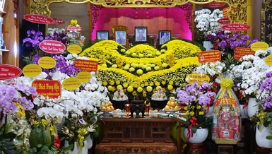 Giác linh đường cố Ni trưởng Thích nữ Đạt Diệu tại chùa Pháp Võ - Ảnh: Chùa Pháp Võ