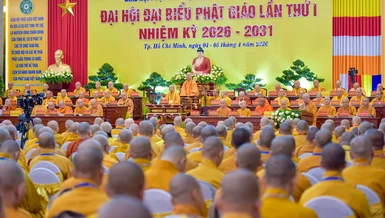 Toàn cảnh Đại hội đại biểu Phật giáo TP.HCM lần thứ I, nhiệm kỳ 2026-2031 diễn ra tại Việt Nam Quốc Tự - Ảnh: Quảng Đạo/BGN