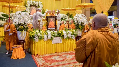 Lễ nhập kim quan Trưởng lão Hòa thượng Thích Giác Tường - Ủy viên Thường trực Hội đồng Chứng minh tại pháp viện Minh Đăng Quang - Ảnh: Quảng Đạo/BGN