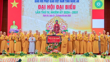 Hòa thượng Thích Thọ Lạc được suy cử tân Trưởng ban Trị sự GHPGVN tỉnh Nghệ An nhiệm kỳ 2026-2031 - Ảnh: Quảng Điền/BGN