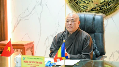 Thượng tọa Thích Tâm Chính, Ủy viên Hội đồng Trị sự, Trưởng ban Trị sự Phật giáo tỉnh Thanh Hóa chủ trì phiên họp định kỳ của Ban Trị sự