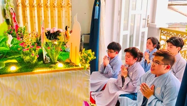 Gia đình Phật tử Sỹ Hoàng (TP.Thủ Đức) niệm Phật cúng dường Phật đản