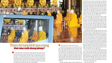 Thời kinh Dược Sư tại chùa Huê Nghiêm được báo Giác Ngộ thực hiện truyền hình trực tuyến trong thời gian giãn cách xã hội - Ảnh: H.Đ/ BGN