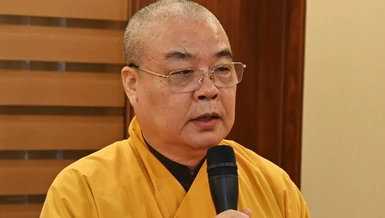 Hòa thượng Thích Thanh Nhiễu, Phó Chủ tịch Thường trực Hội đồng Trị sự, Trưởng ban Tổ chức Đại hội - Ảnh: Tường Long/BGN