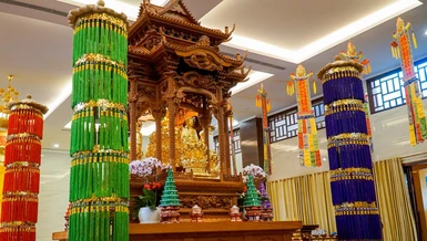 Đàn tràng Pháp hội Vu lan được trần thiết tại Việt Nam Quốc Tự - Ảnh: Quảng Đạo