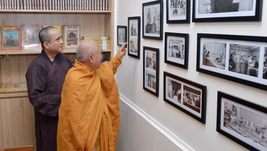 Không gian lưu niệm tại Văn phòng làm việc của Đại lão Hòa thượng Thích Trí Quảng trong thời gian ngài đảm nhiệm Tổng Biên tập Báo Giác Ngộ (1990-2022) - Ảnh: Bảo Toàn/BGN