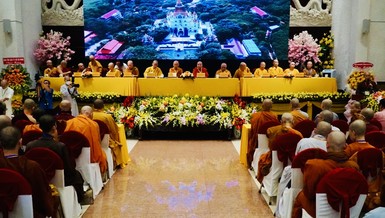 Phiên khai mạc hội thảo diễn ra tại giảng đường tổ đình Bửu Long - Ảnh: Quảng Hậu/BGN